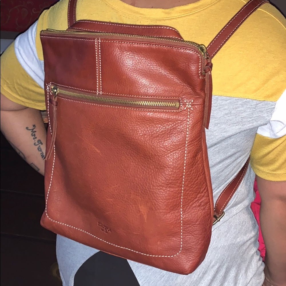 Margot New York Brown Leather Adjustable Backpack